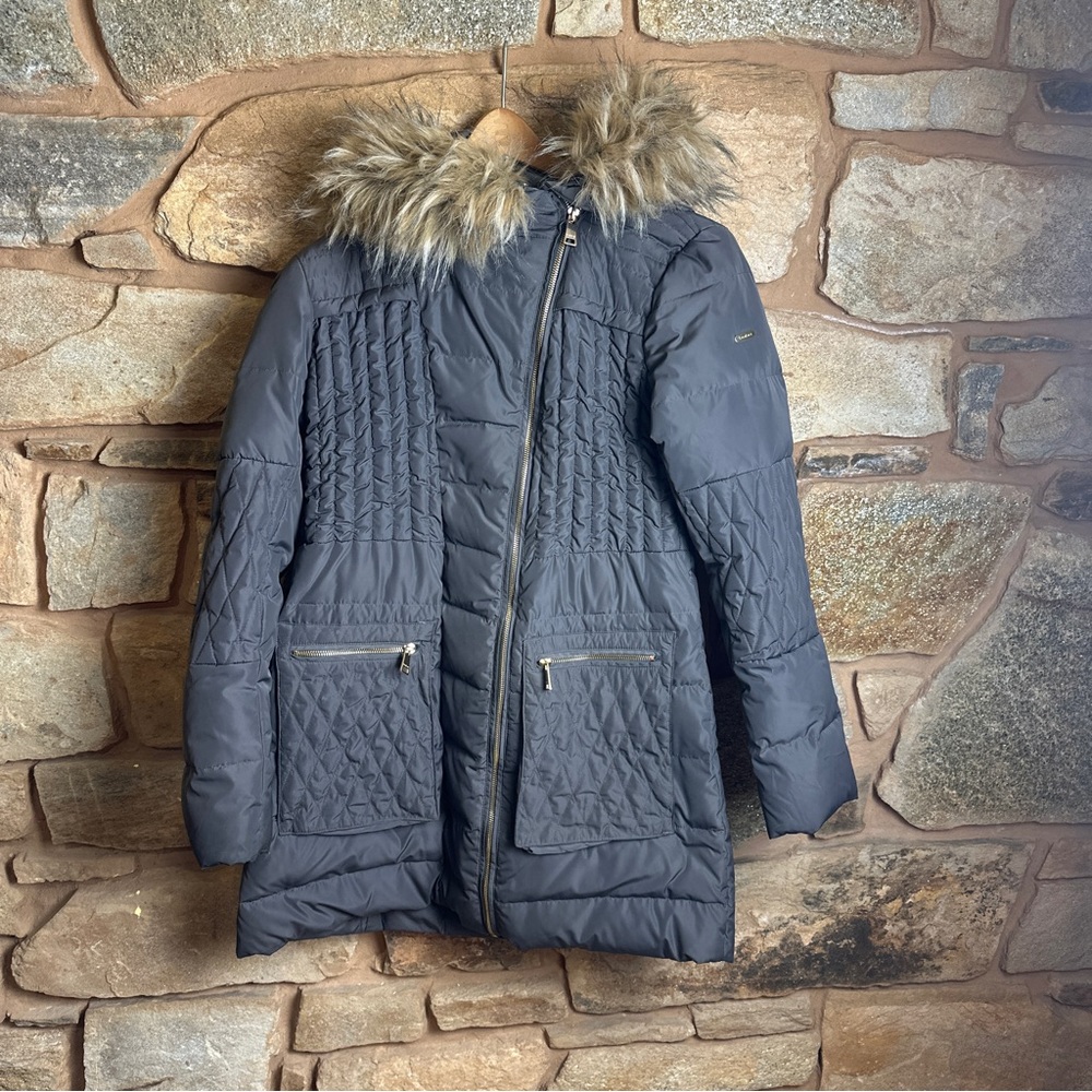 BEBE Quilted Fur-Trimmed Jacket